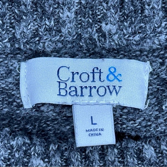 LARGE GREY KNIT SWEATER CROFT AND BARROW MENS LONG SLEEVE ACADEMIA - Picture 9 of 11